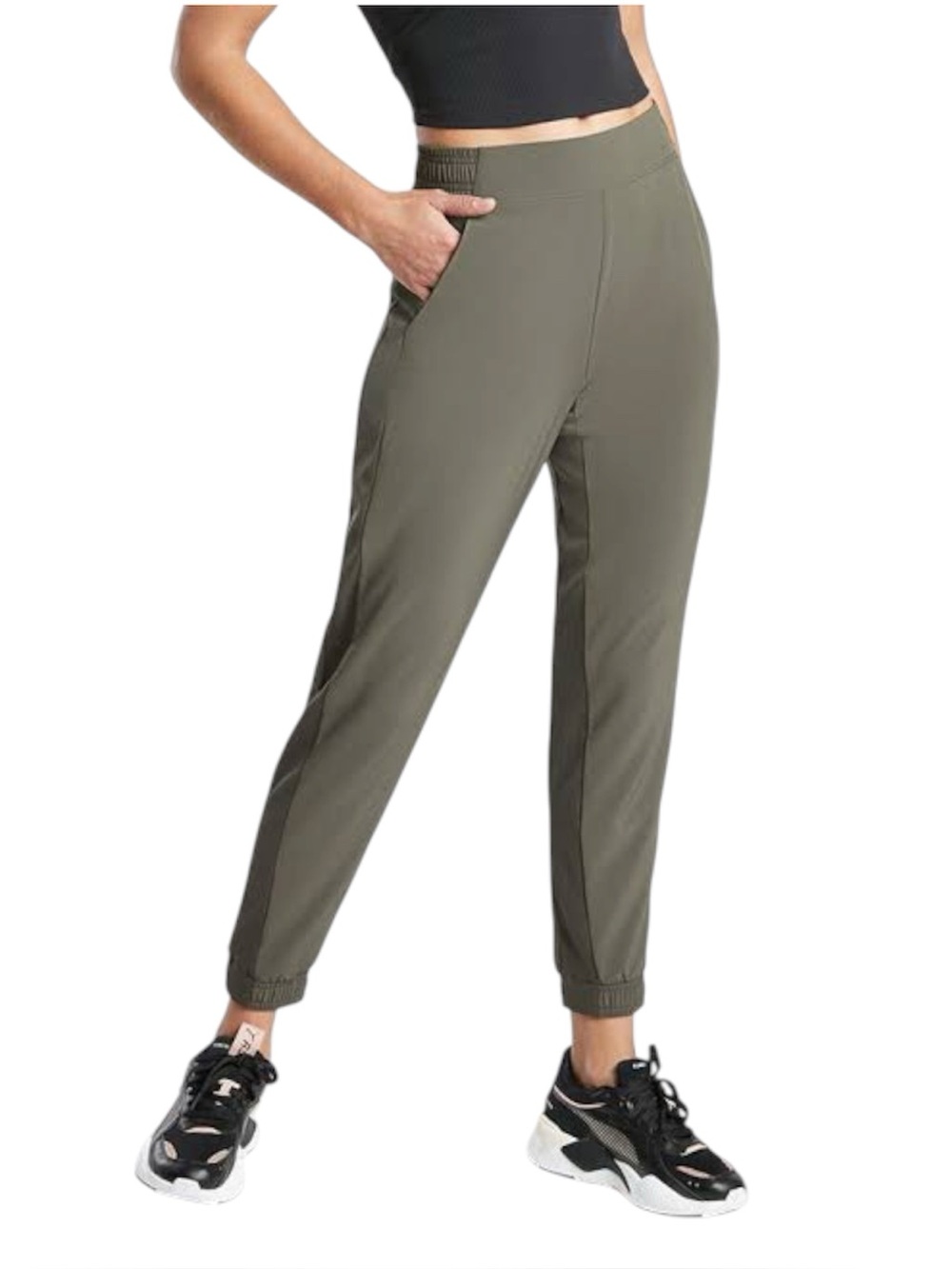 Athleta Textured Brooklyn Jogger Mountain Olive Green Size 6